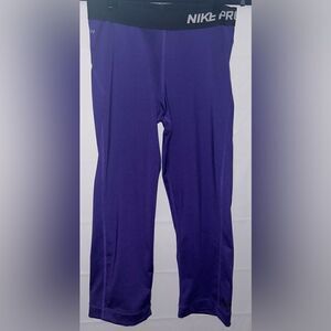 NIKE Pro Dri-FIT Cropped Tights- Purple/Black- Size Small